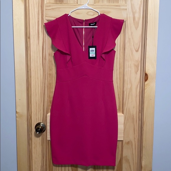 *BNWT* DKNY raspberry colored below the knee dress